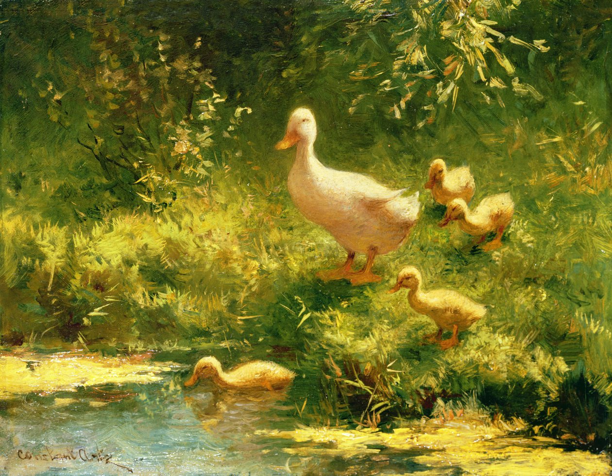 Ördekli Anne (tuval üzerine yağlı boya) by Constant Artz