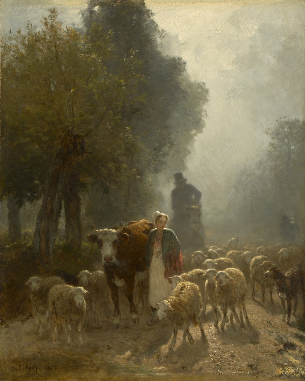 Sisli Bir Sabah Pazara Gitmek, 1851 by Constant Emile Troyon