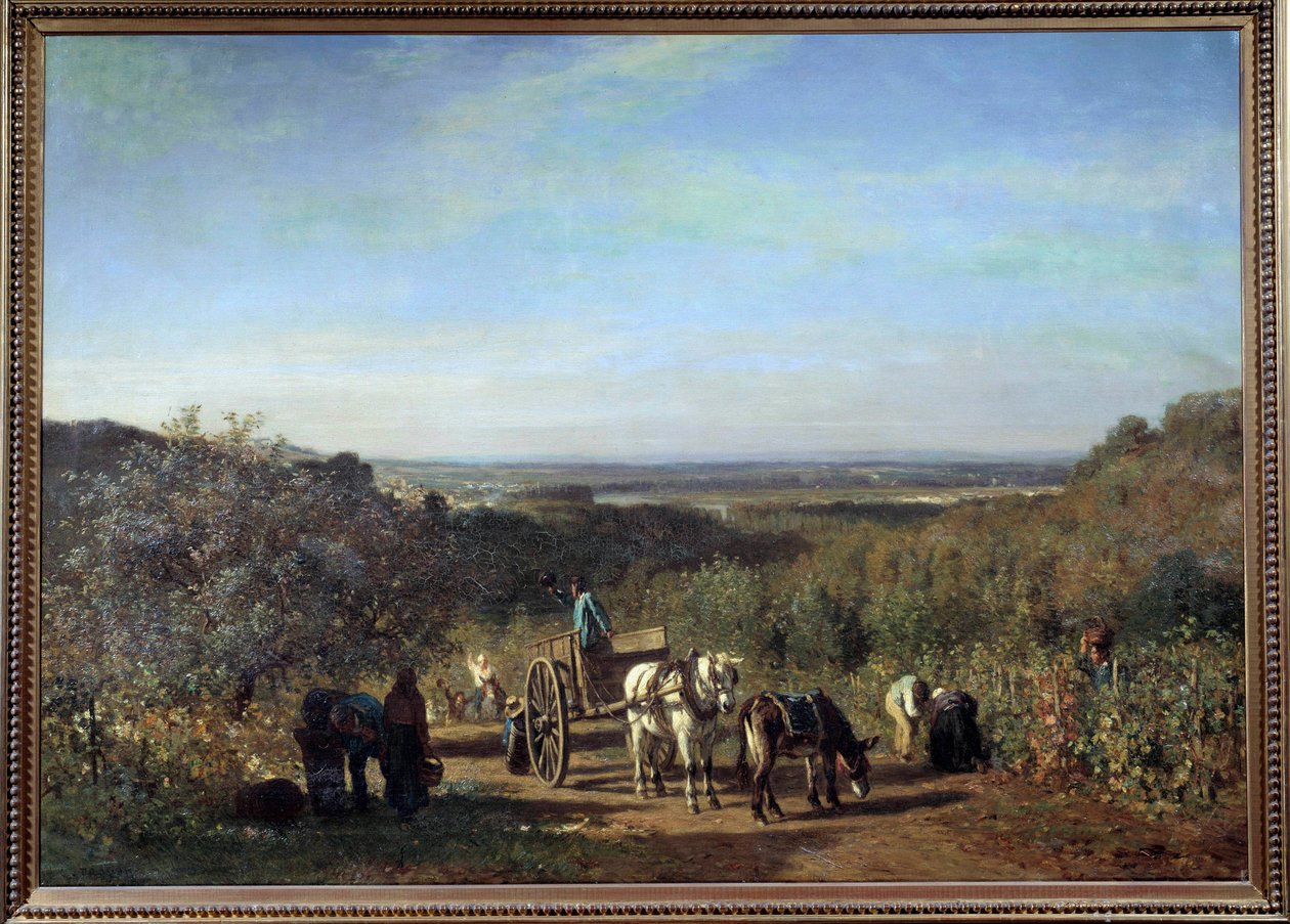 Sen Nehri kıyısında hasat a Suresnes Constant Troyon (1810-1865) 19. yüzyıl Güneşi tarafından yapılan bir tablo. 0,97x1,39 m Paris, Orsay Müzesi by Constant Emile Troyon