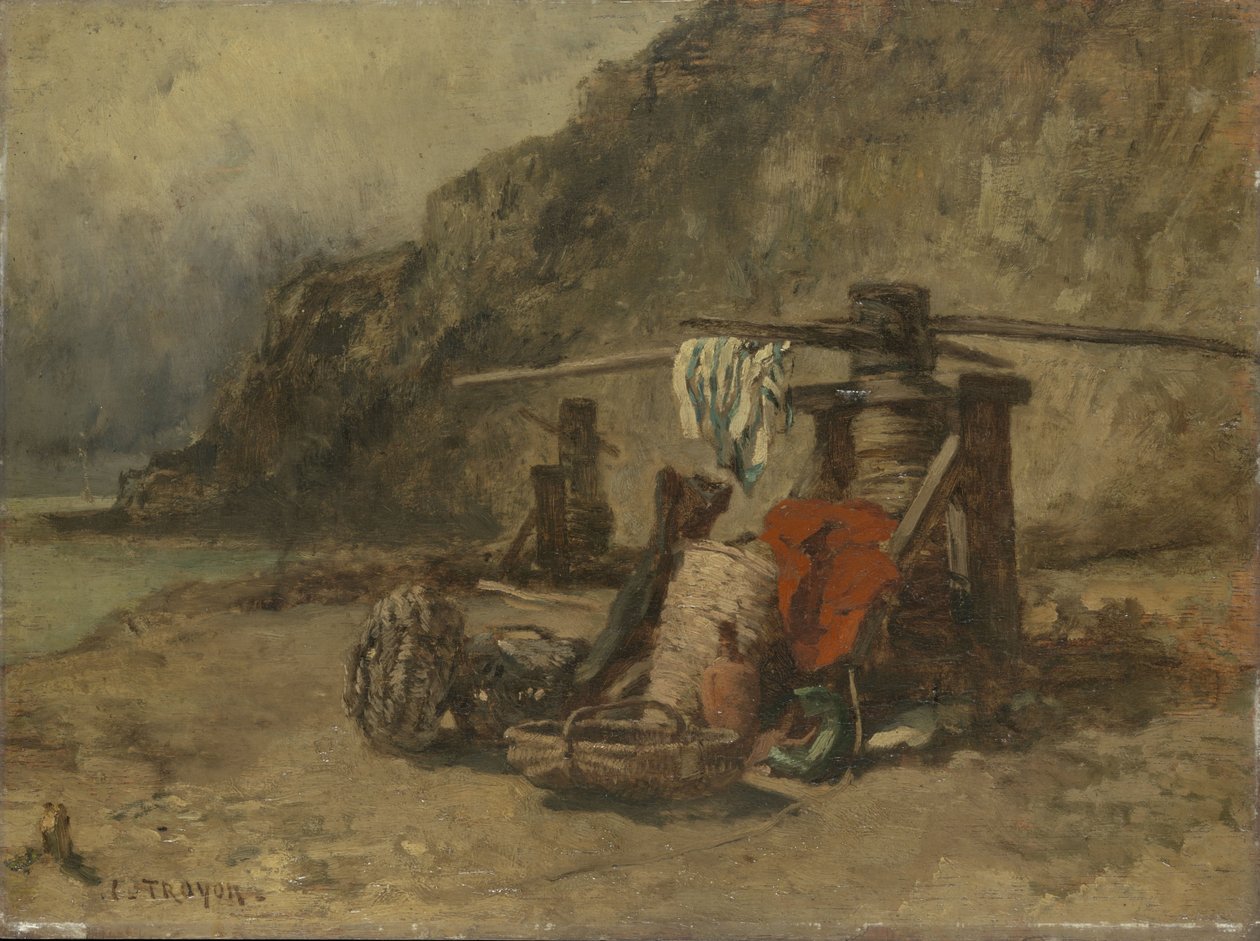 Irgatlarla sahil manzarası by Constant Troyon