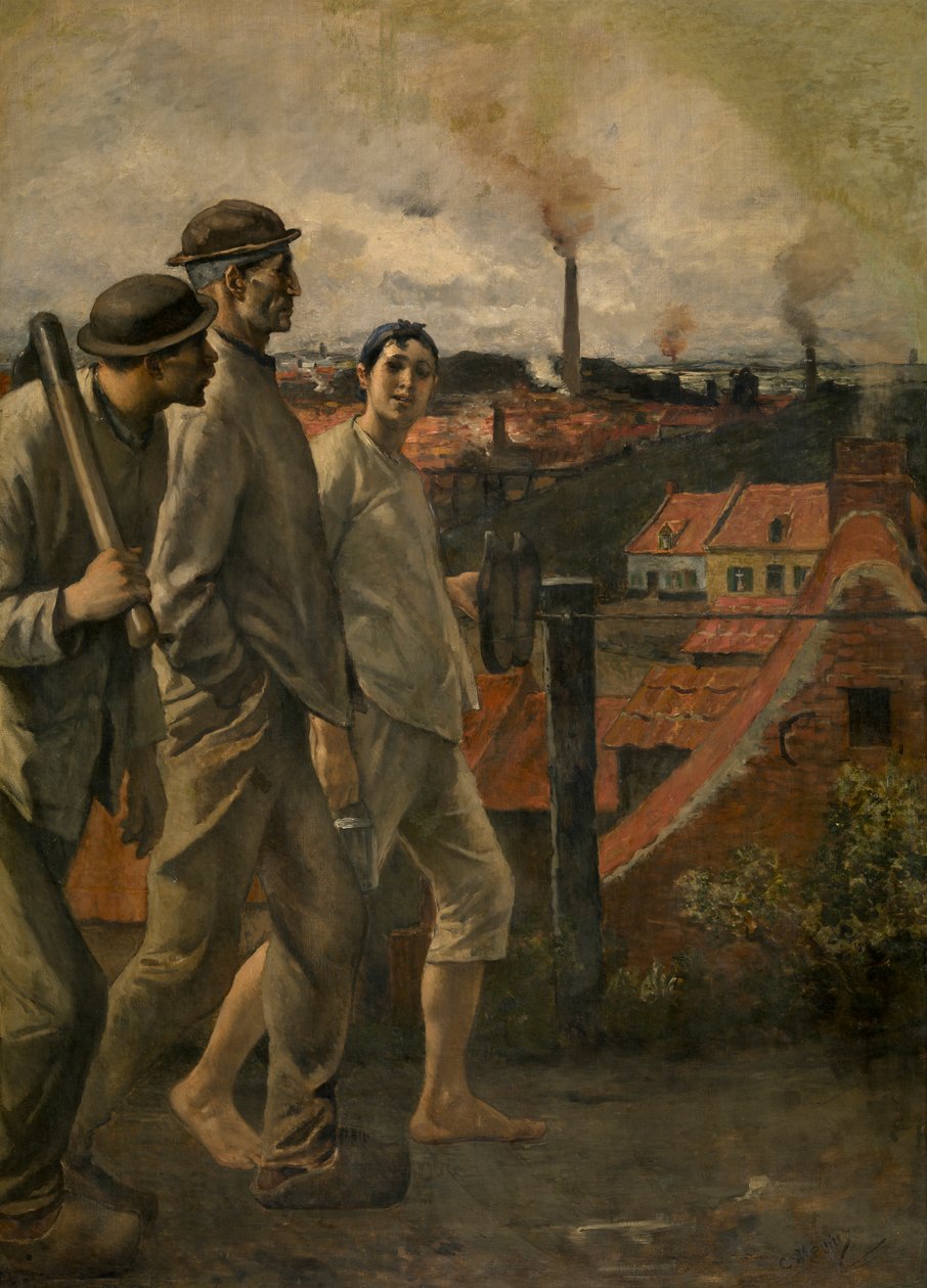 Madenden Dönüş (tuval üzerine yağlı boya) by Constantin Emile Meunier