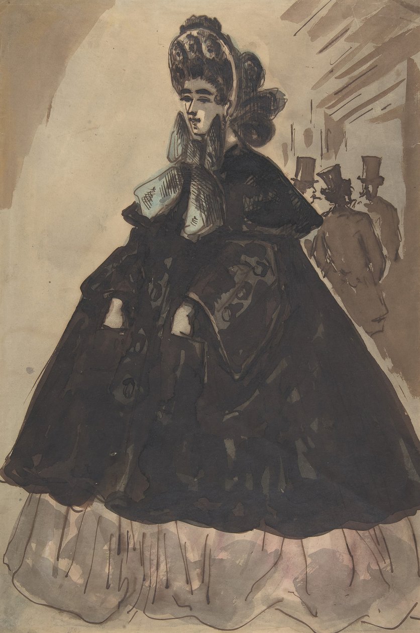 Bone ve Paltolu Kadın, 19. yüzyıl. by Constantin Guys