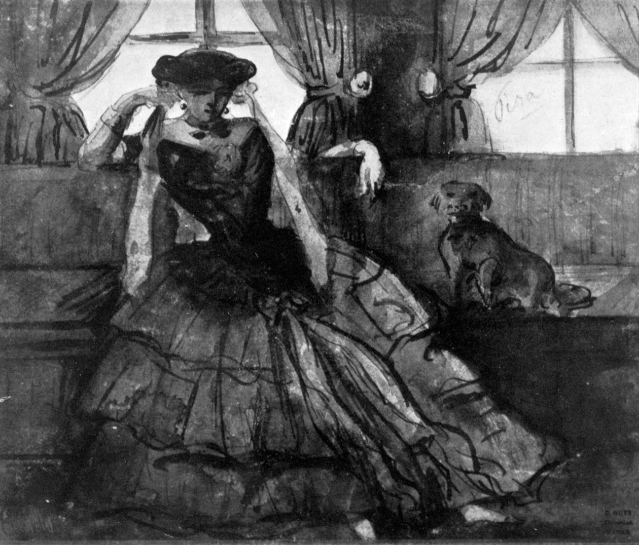 Köpeğiyle Bir Kadın, 19. yüzyıl, 1930. by Constantin Guys