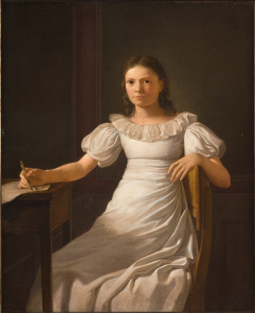 Sanatçının kız kardeşi Alvilde by Constantin Hansen