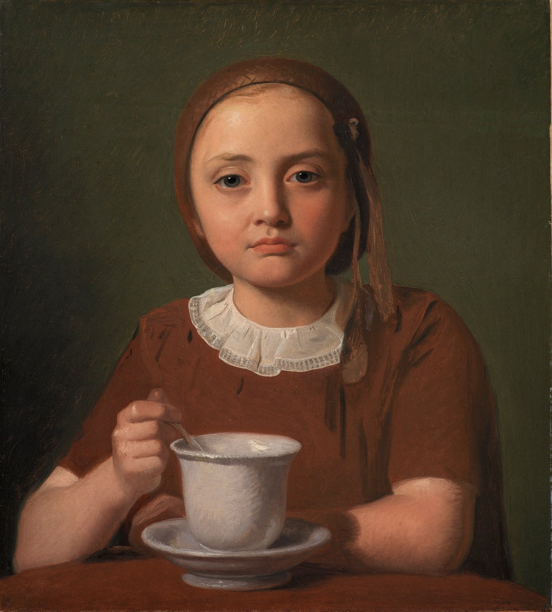 Küçük Bir Kızın Portresi, Elise Købke, önünde bir Kupayla, 1850 by Constantin Hansen