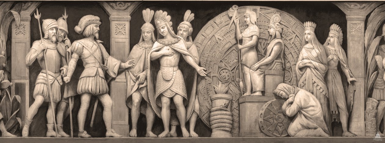 Meksika Tapınağında Cortez ve Montezuma Amerika Birleşik Devletleri Capitol Rotunda'sındaki friz, 186 by Constantino Brumidi