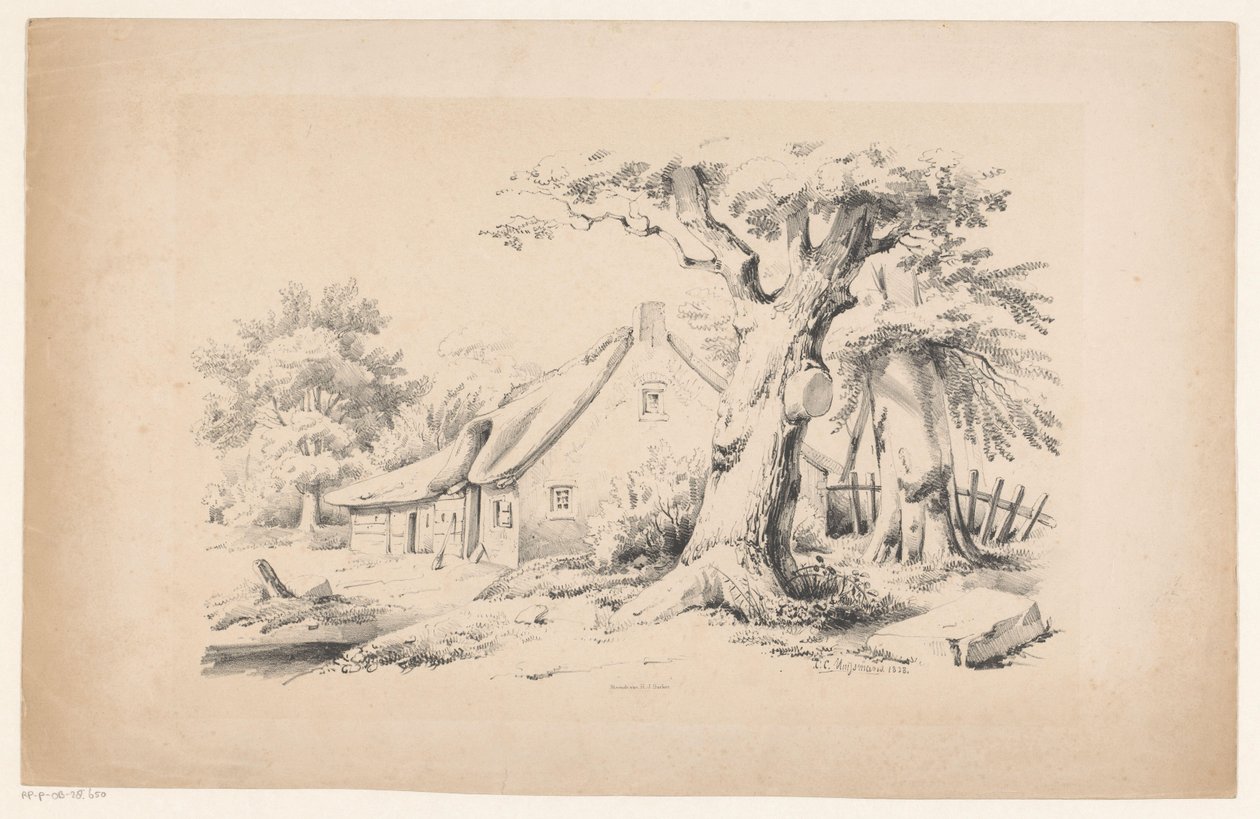 Çiftlik ve iki ağaç Manzara (dizi adı) by Constantinus Cornelis Huysmans