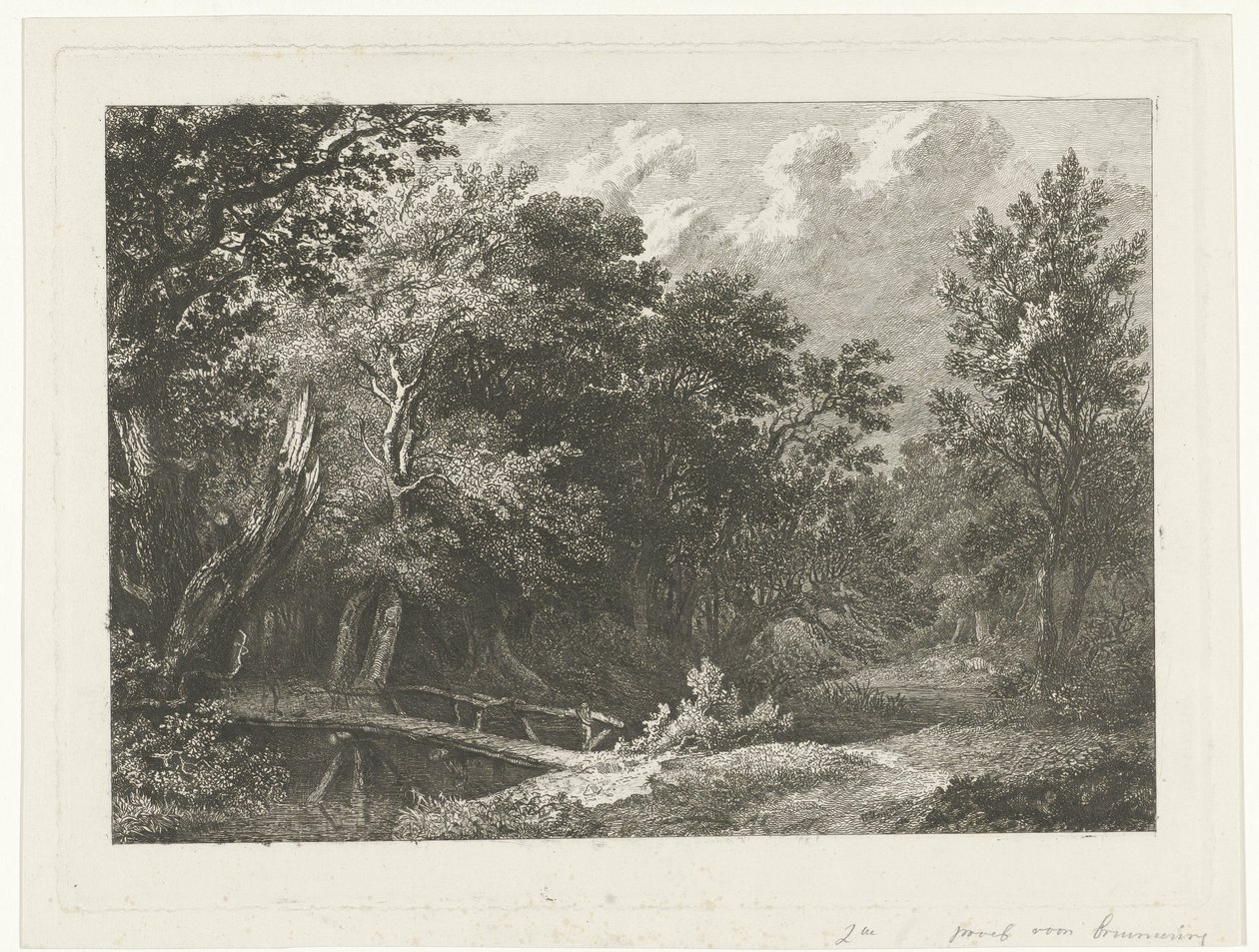 Ahşap köprü ile orman manzarası by Constantinus Cornelis Huysmans
