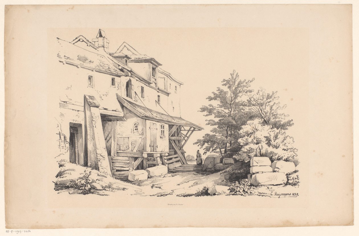 Kayalık bir manzaradaki evler Manzara (dizi başlığı) by Constantinus Cornelis Huysmans