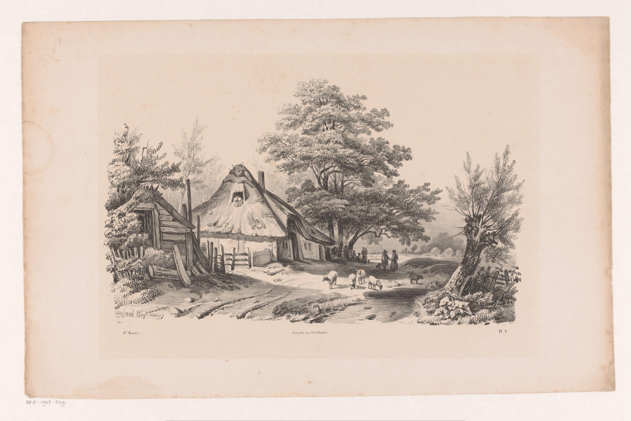 Çiftlik ile köy yolu Manzara (dizi adı) by Constantinus Cornelis Huysmans