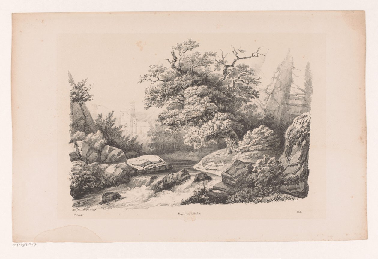 Akış ile kaya manzara Manzara (dizi adı) by Constantinus Cornelis Huysmans