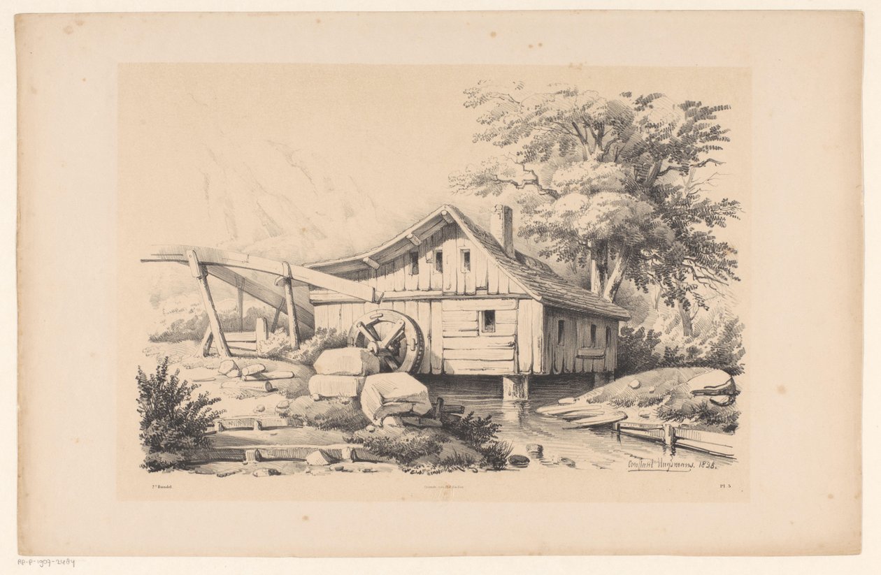 Bir dağ manzarasında su değirmeni Manzara (dizi adı) by Constantinus Cornelis Huysmans