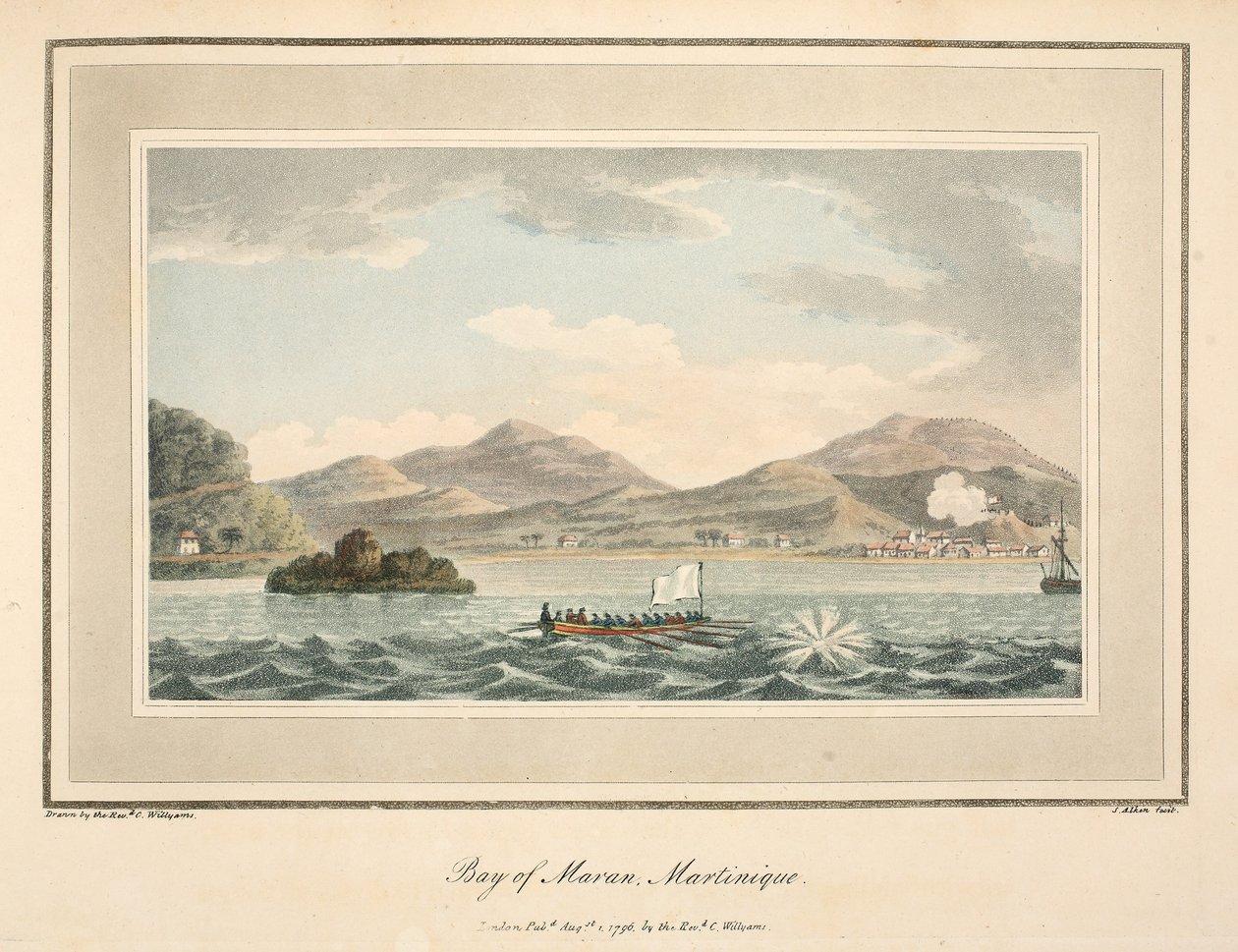 Maran Körfezi, Martinik, Rev. Cooper Willyams'ın 'An Account of the Campaign in the West Indies'den bir örnek, S. Alken'in litografisi, pub. Londra 1796 by Cooper Willyams