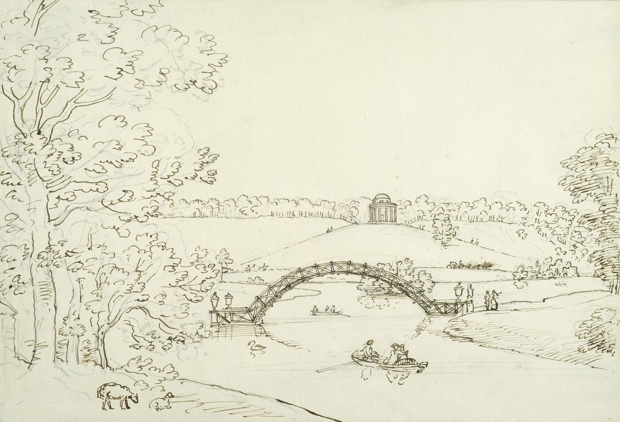 Stourhead, c.1780s (kağıt üzerine kalem ve mürekkep) by Copplestone Warre Bamfylde