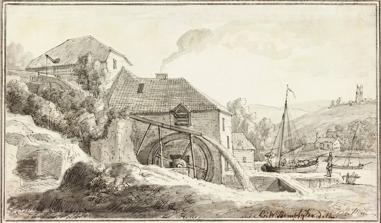 Ford Mill (kağıt üzerine mürekkep ve sulu boya) by Copplestone Warre Bamfylde