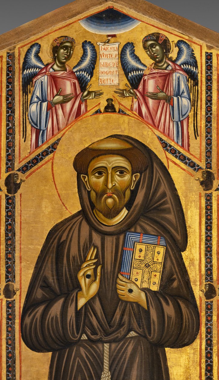 Bardi St. Francis sunağı ve hayatının yirmi hikayesi, Bardi Şapeli, Aziz ve meleklerin Detayı by Coppo di Marcovaldo