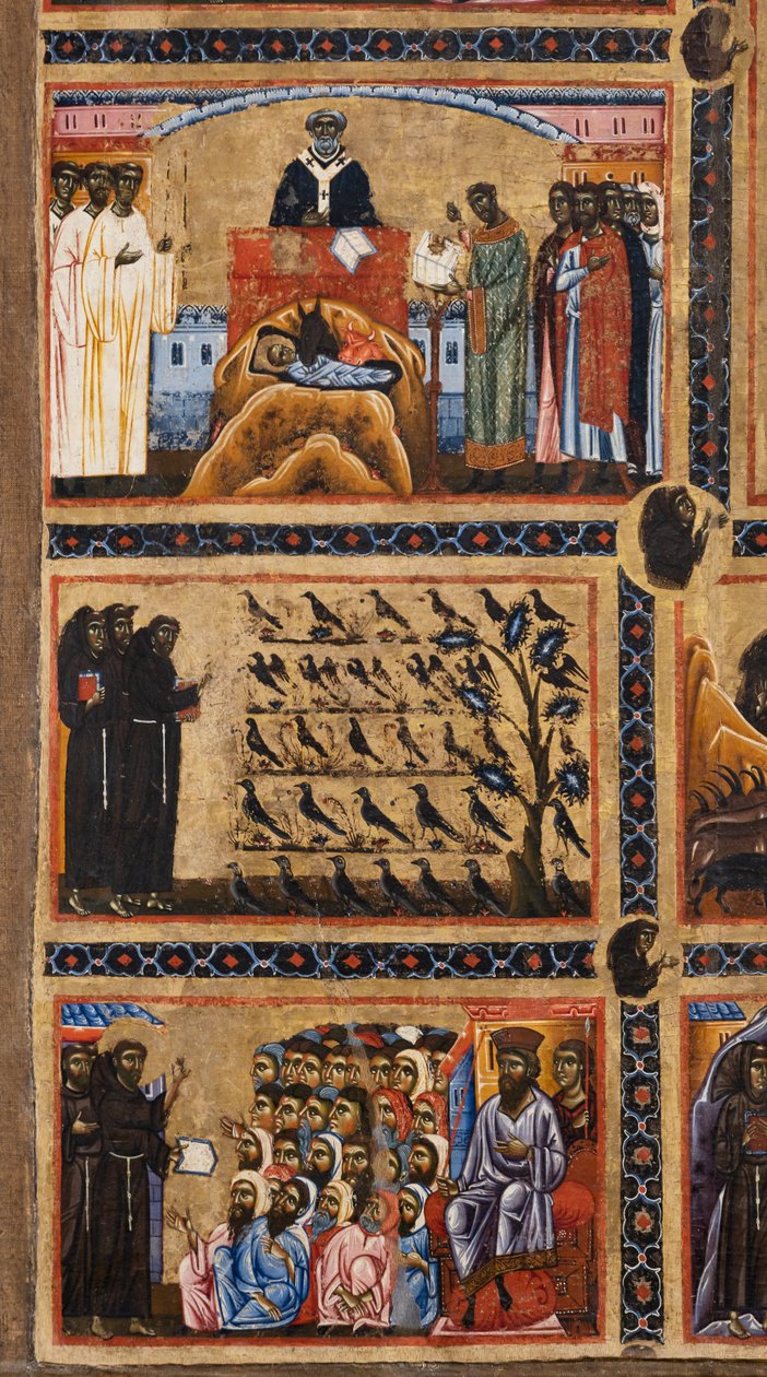 Bardi St. Francis sunağı ve hayatının yirmi hikayesi, yukarıdan ayrıntılar: Greccio St. Francis