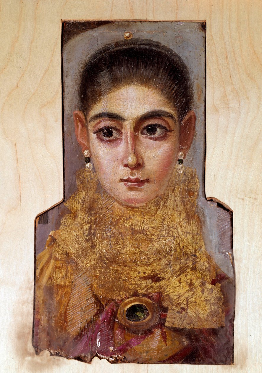 Kıpti sanatı: Fayoum (Fayum) adlı genç kadın (MS 160 civarında) Ahşap üzerine mum boyama. Paris, Louvre Müzesi by Coptic
