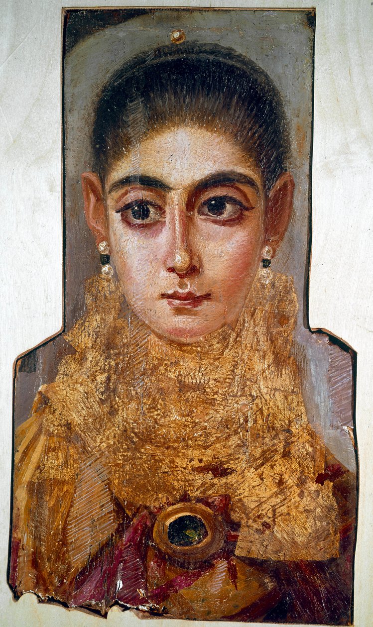 Kıpti sanatı: “Avrupalı” olarak adlandırılan genç kadın Fayoum (Fayum) (MS 160 civarında) Ahşap üzerine mum boyama. Paris, Louvre Müzesi by Coptic