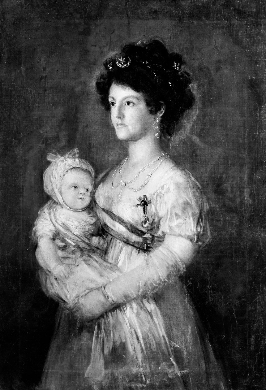 İnfanta Maria Luisa 1782-1824 ve Oğlu Carlos Luis 1799-1883. by Copy after Goya