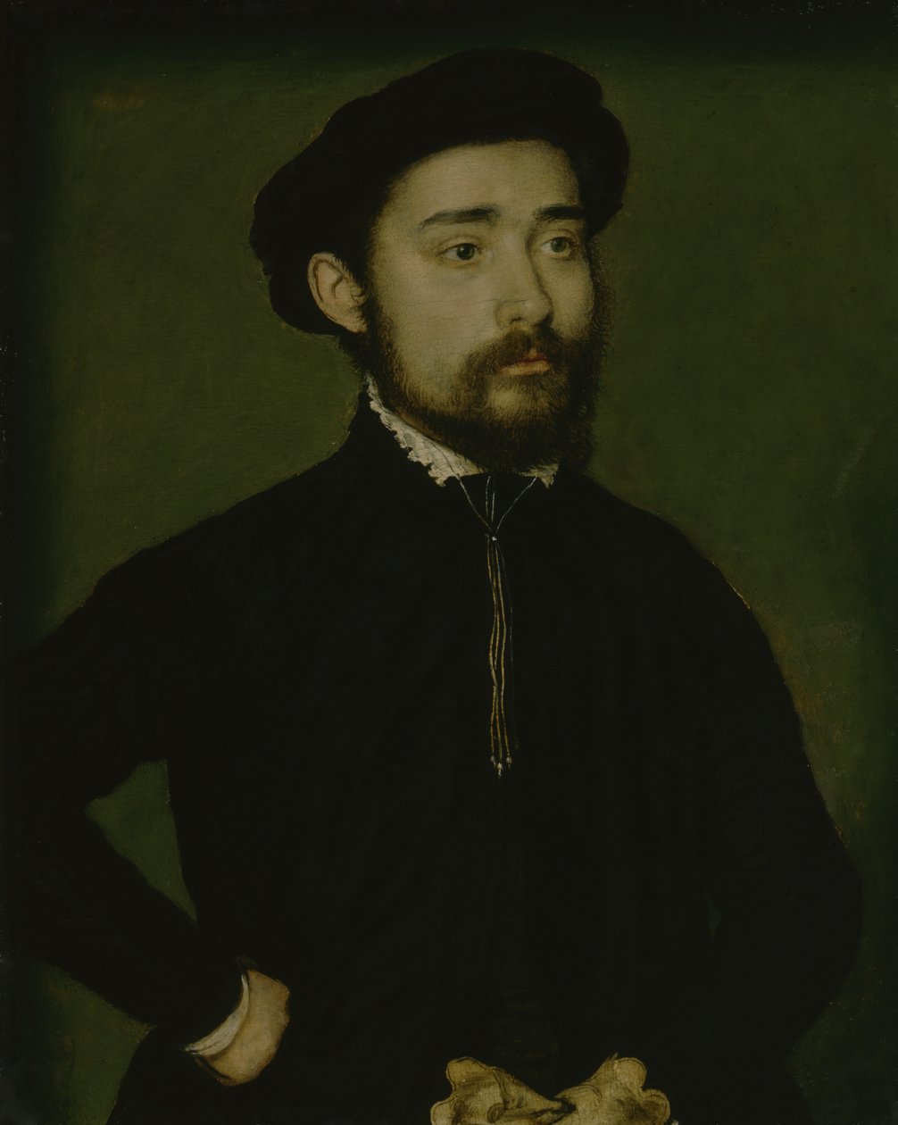 Eldivenli Adam Portresi (ahşap üzerine yağlıboya) by Corneille de Lyon