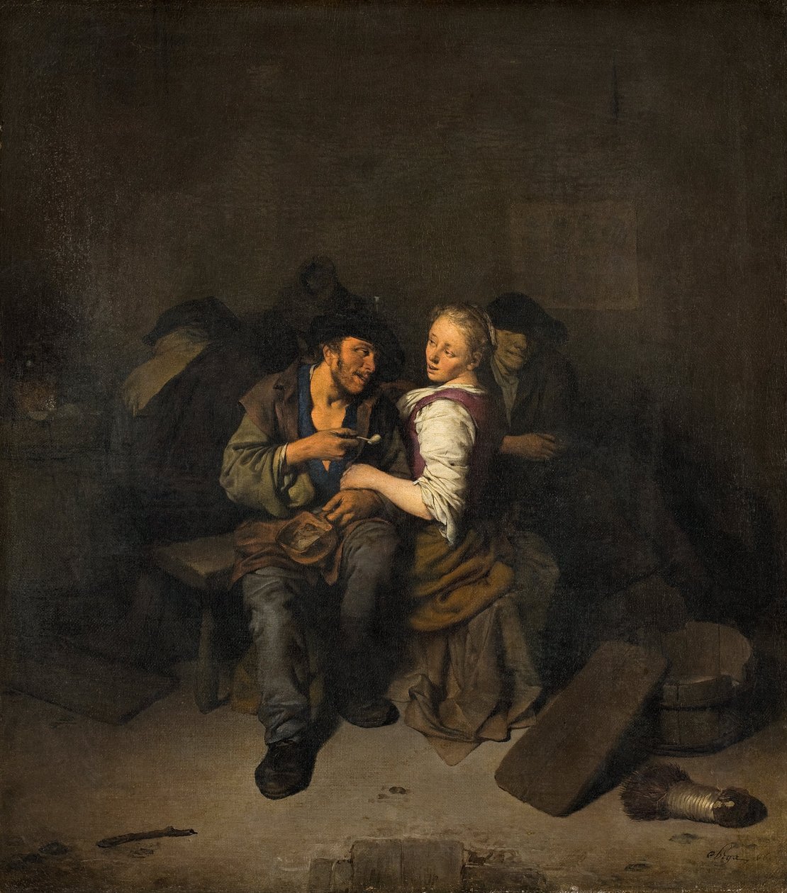 Bir tavernada genç bir çift by Cornelis Pietersz Bega