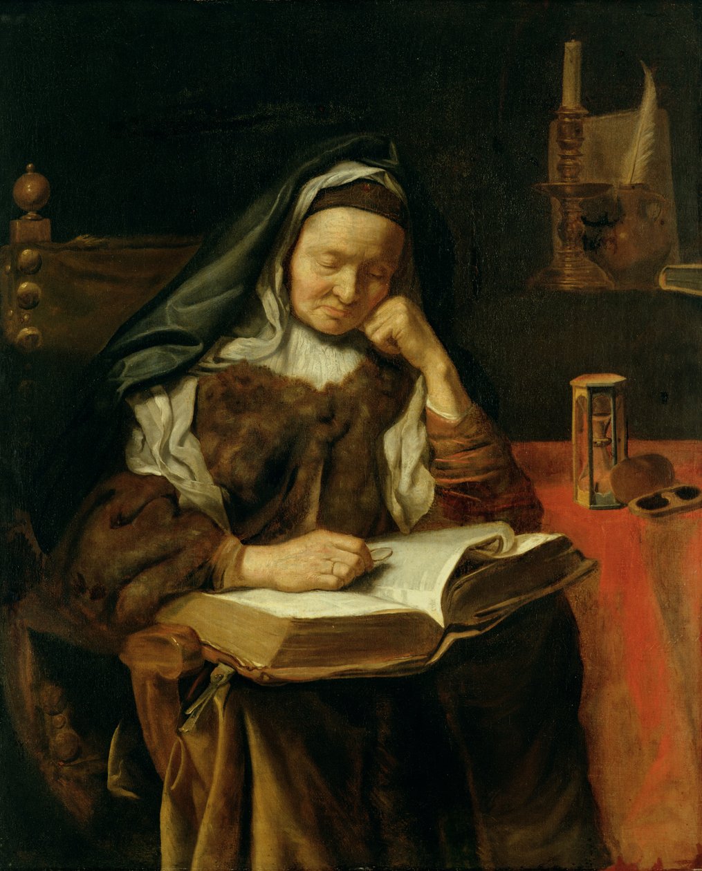 Uyuyan Yaşlı Kadın by Cornelis Bisschop