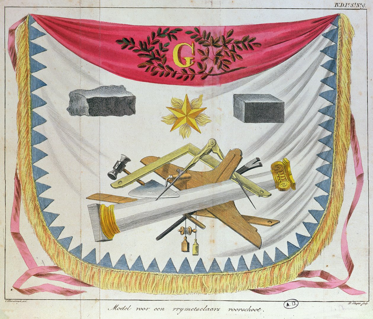 Masonik bir önlük, 1826 by Cornelis Borsteegh