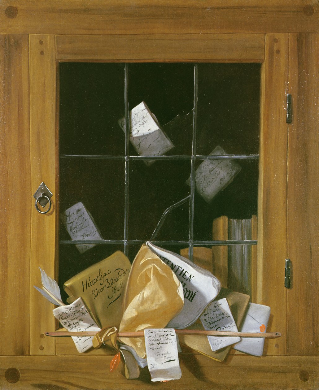 Bir dolap kapısının trompe l'oeil by Cornelis Norbertus Gysbrechts