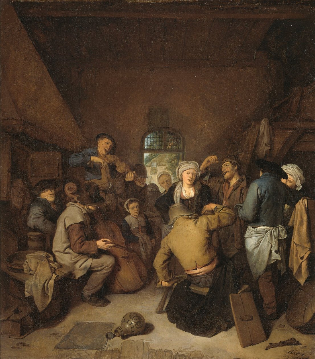 Müzik yapan ve dans eden köylüler by Cornelis Pietersz Bega