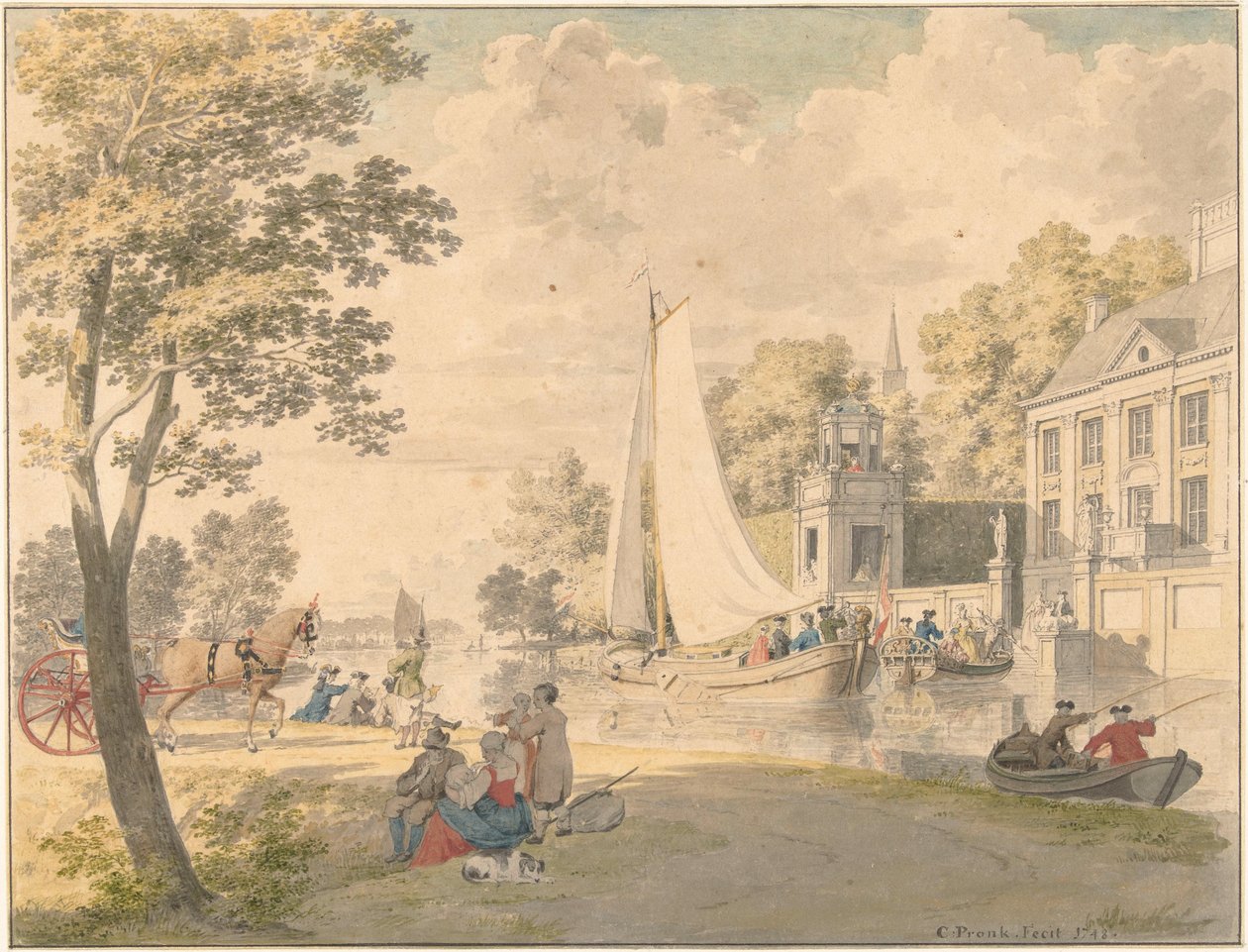 Zevk Kayıklarıyla Yaz Manzarası by Cornelis Pronk