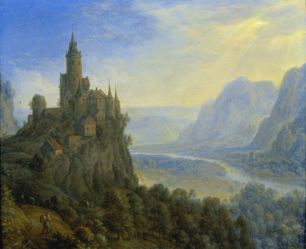 Bir kale ile dağlık manzara by Cornelis Saftleven