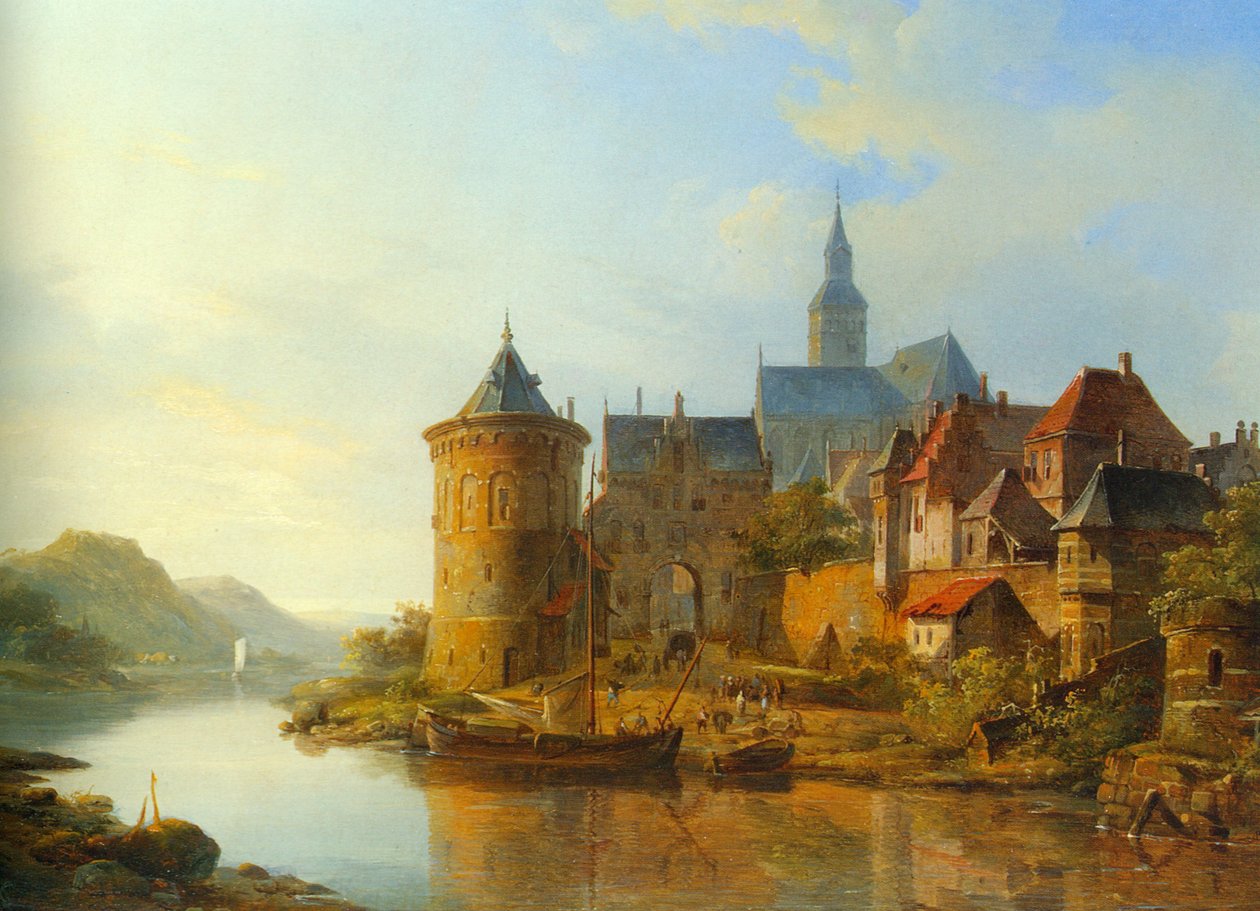 Ren Nehri Boyunca Bir Kasabadan Bir Görünüm by Cornelis Springer
