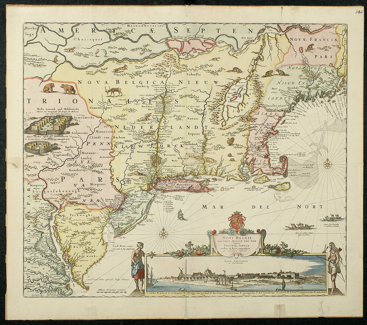 Novi Belgii, 1651 (renkli litografi) by Cornelis Visscher