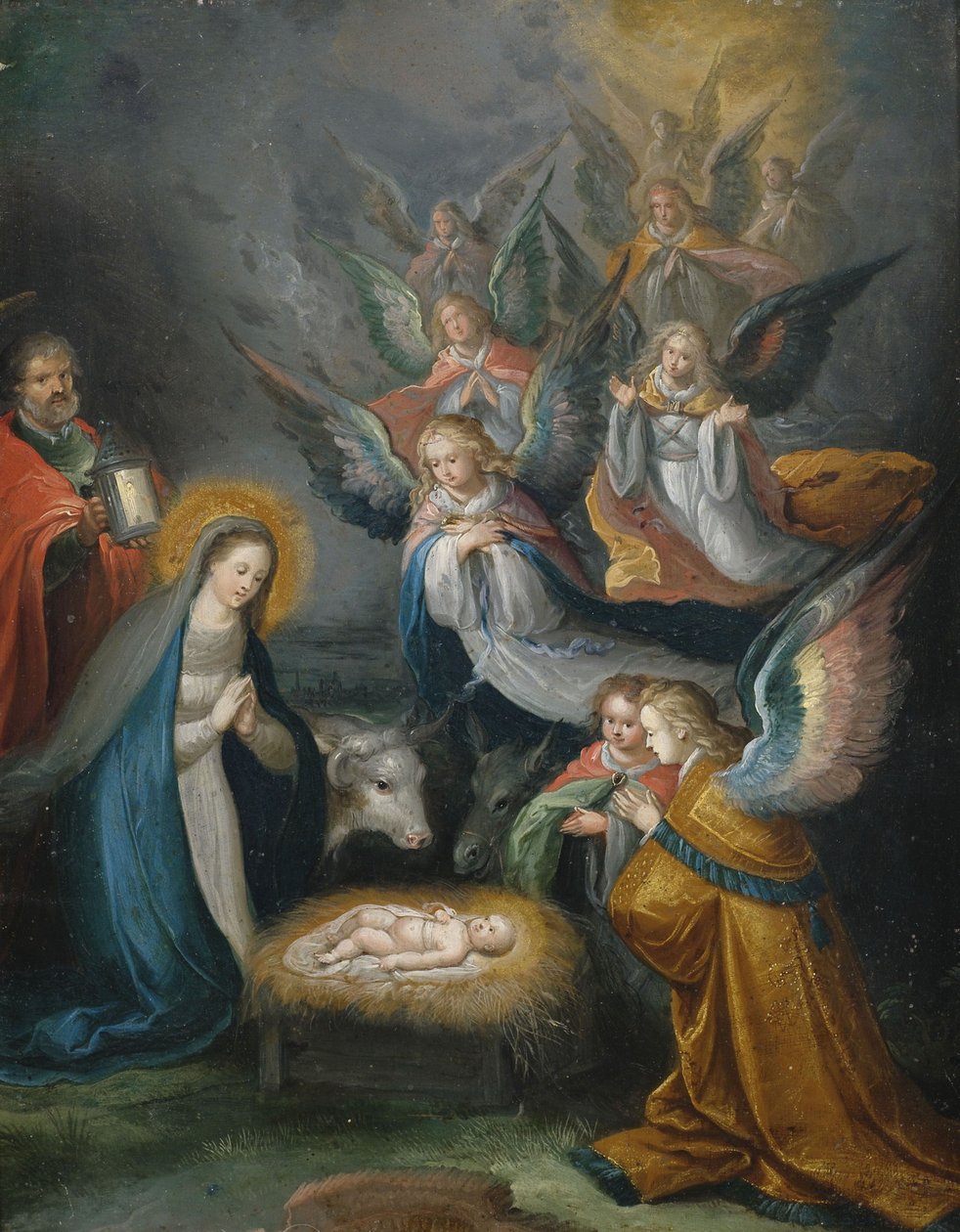 Çocuğa Tapınan Meleklerle Kutsal Aile by Cornelis de Baellieur