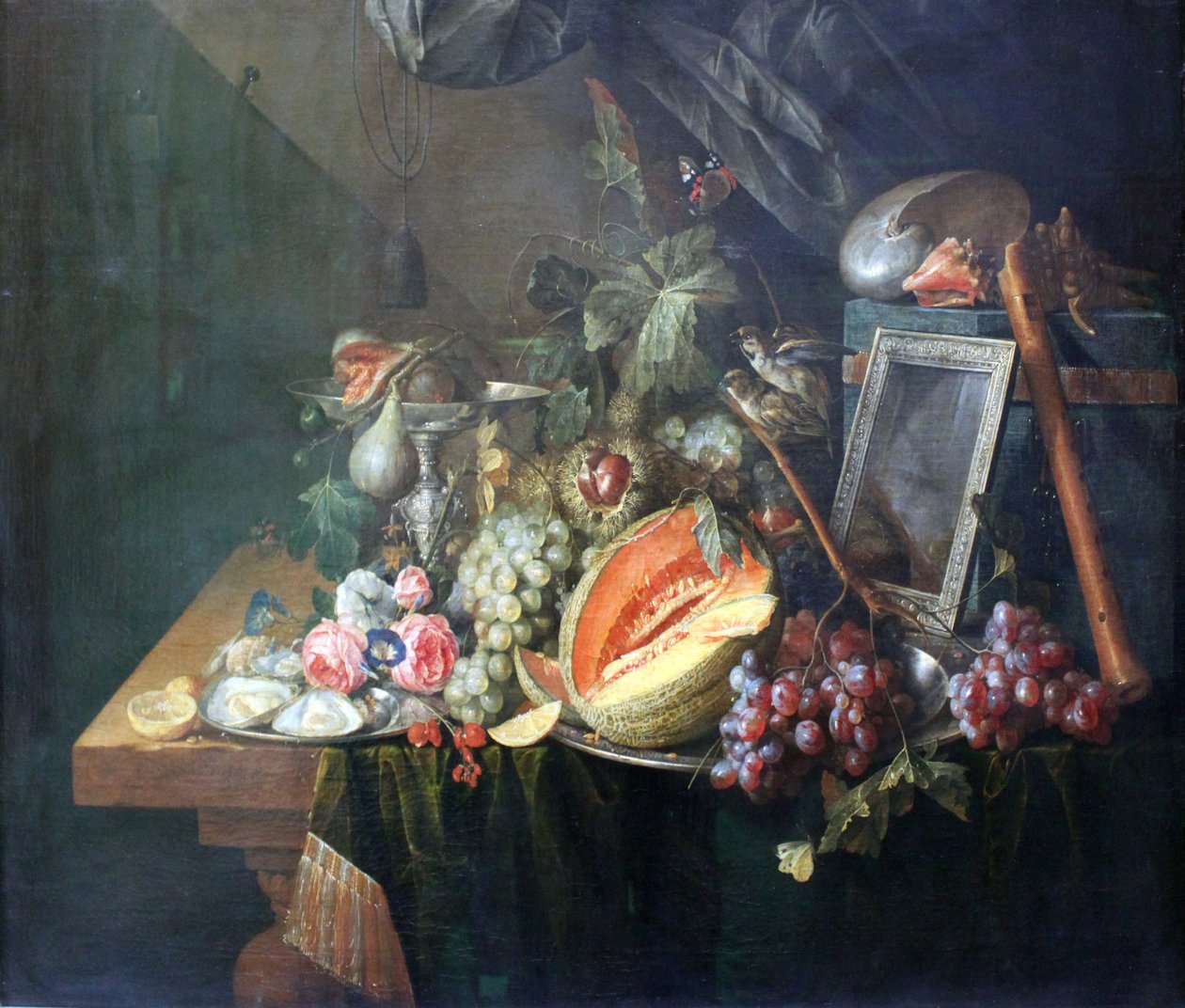 Çiftleşen Serçelerle Natürmort by Cornelis de Heem