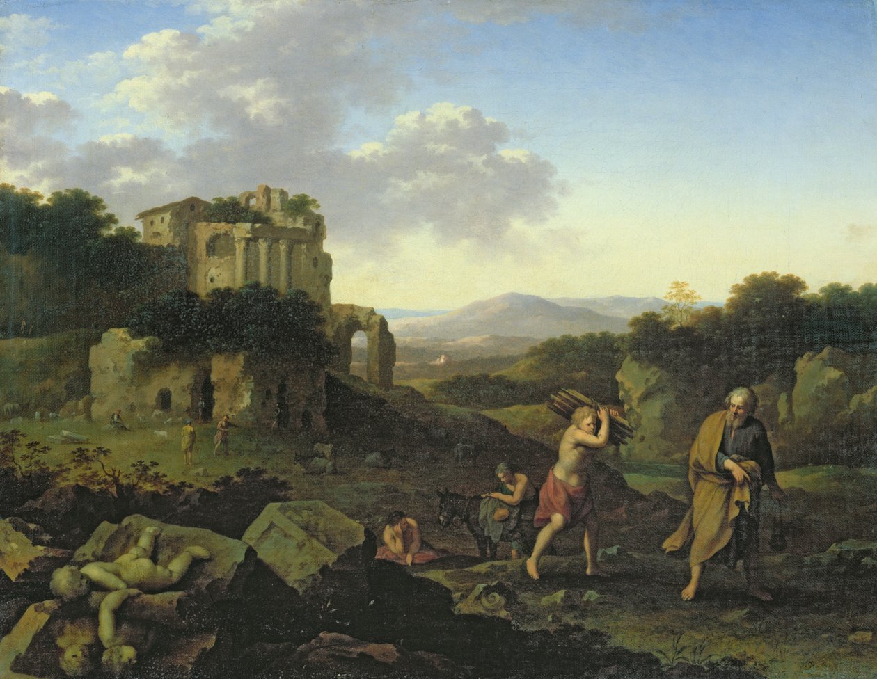 İbrahim ve İshak ile Manzara by Cornelis van Poelenburgh or Poelenburch