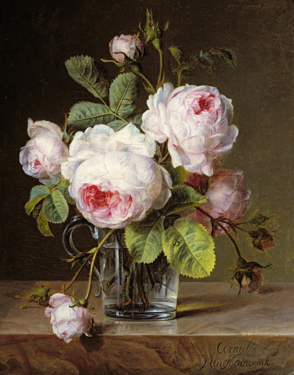 Cam Vazoda Çıkıntı Üzerindeki Güller by Cornelis van Spaendonck
