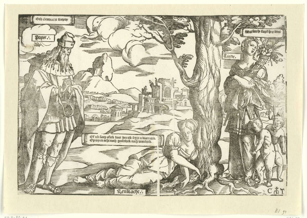 Birlik, Barış ve Sevgi ile Alegori by Cornelis Anthonisz.