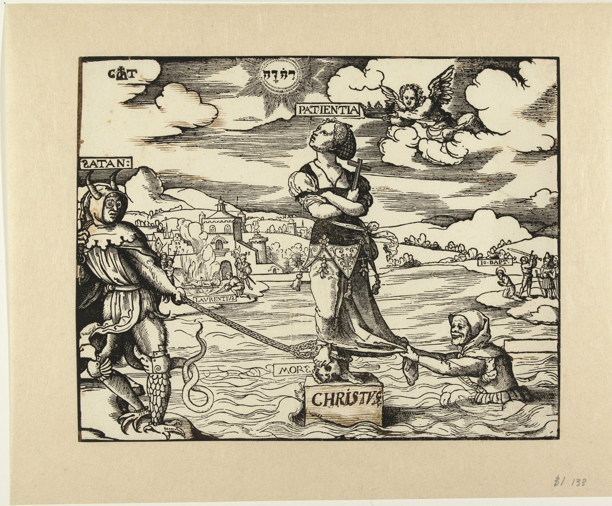 Sabır (Patientia) suda bir taş üzerinde by Cornelis Anthonisz.