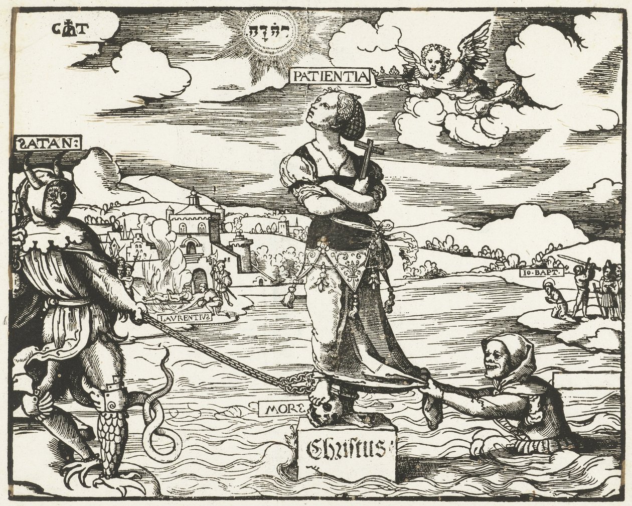 Sabır (Patientia) suda bir taş üzerinde by Cornelis Anthonisz.
