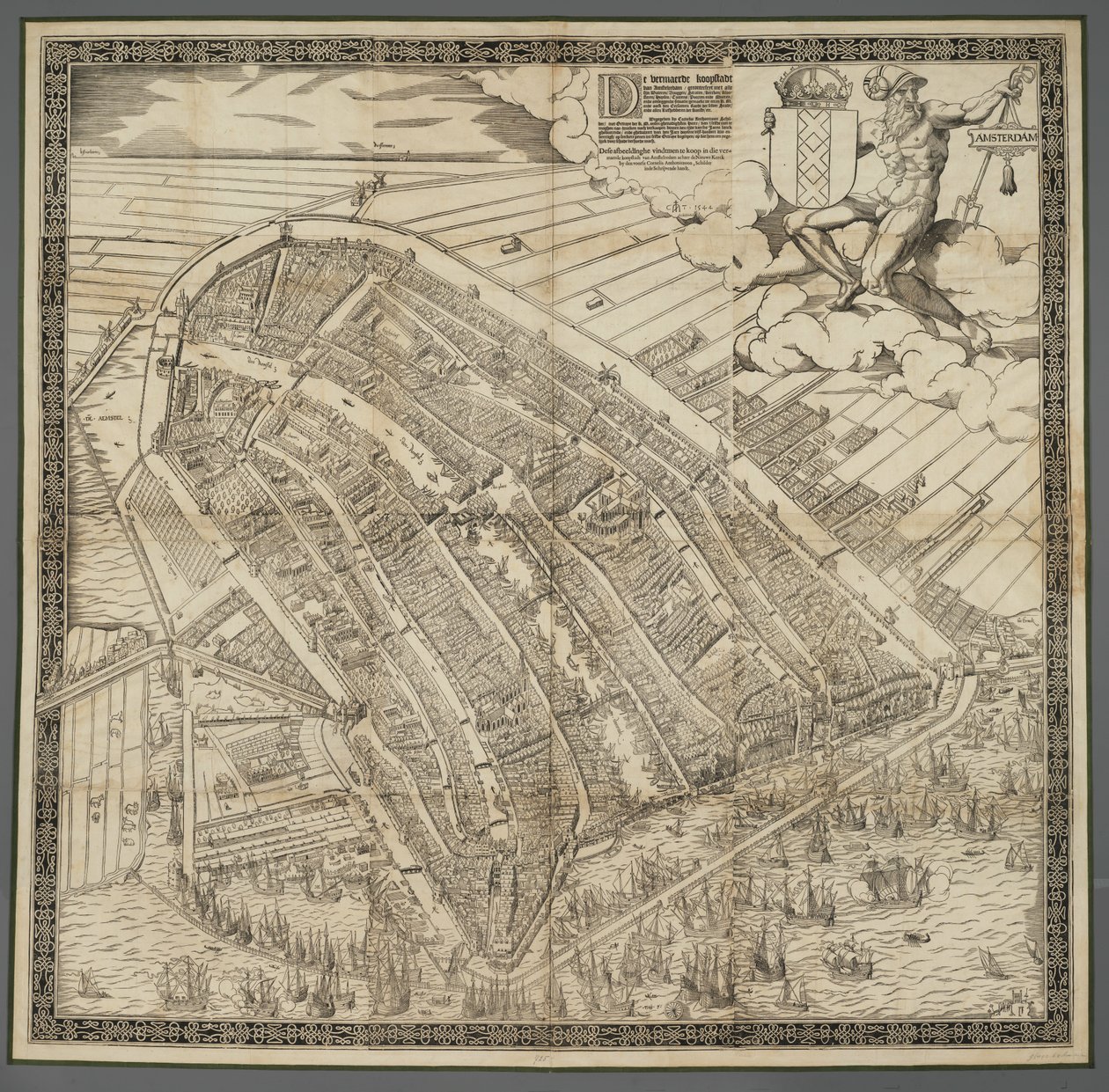 Almanca: Die berühmte Handelsstadt Amsterdam
Felemenkçe: De vermaerde koopstadt van Amstelredam by Cornelis Anthonisz.