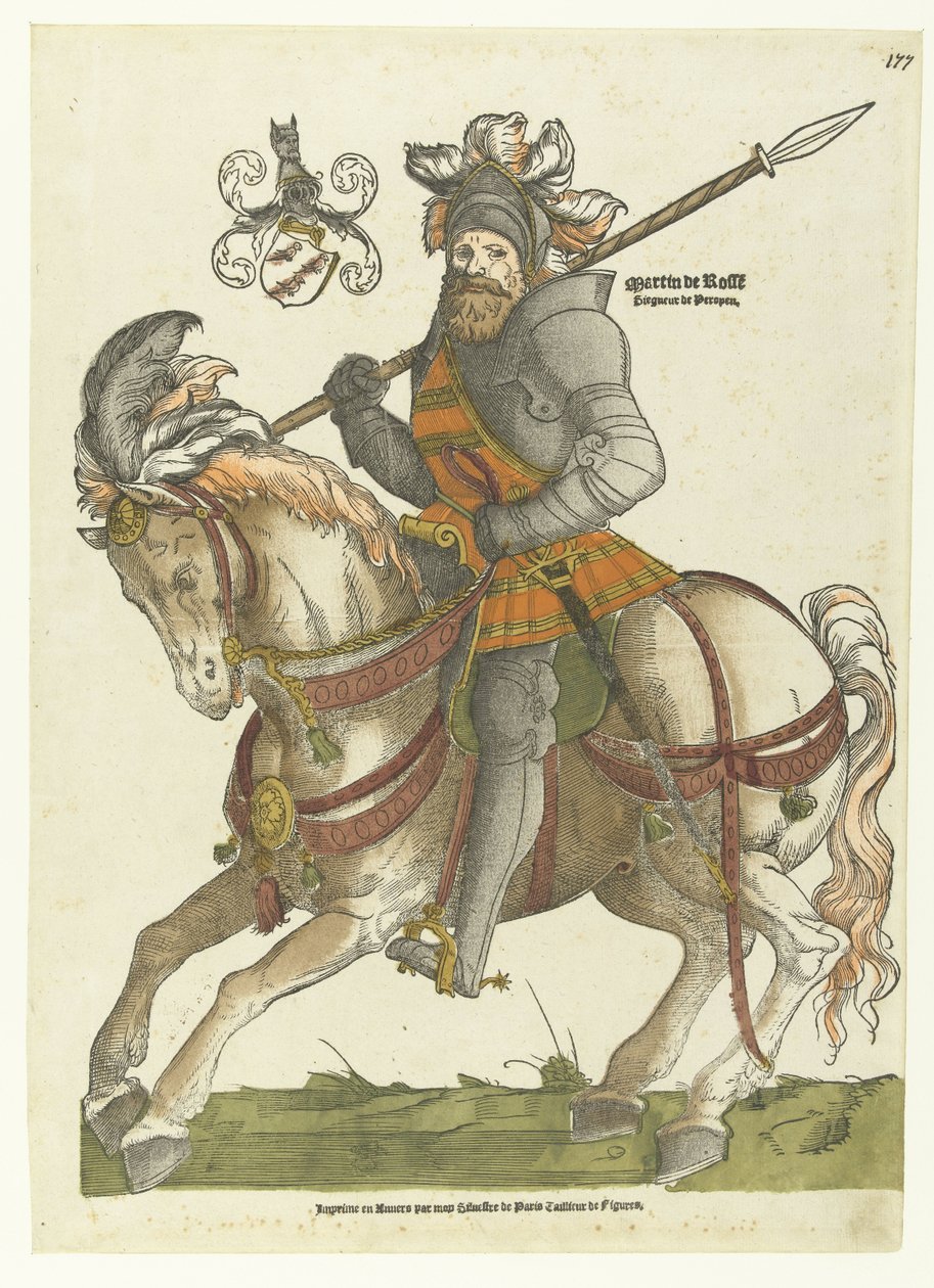 Maarten van Rossum'un at sırtındaki portresi Martin de Rosse Siegneur de Peroyen (nesnedeki başlık) by Cornelis Anthonisz.