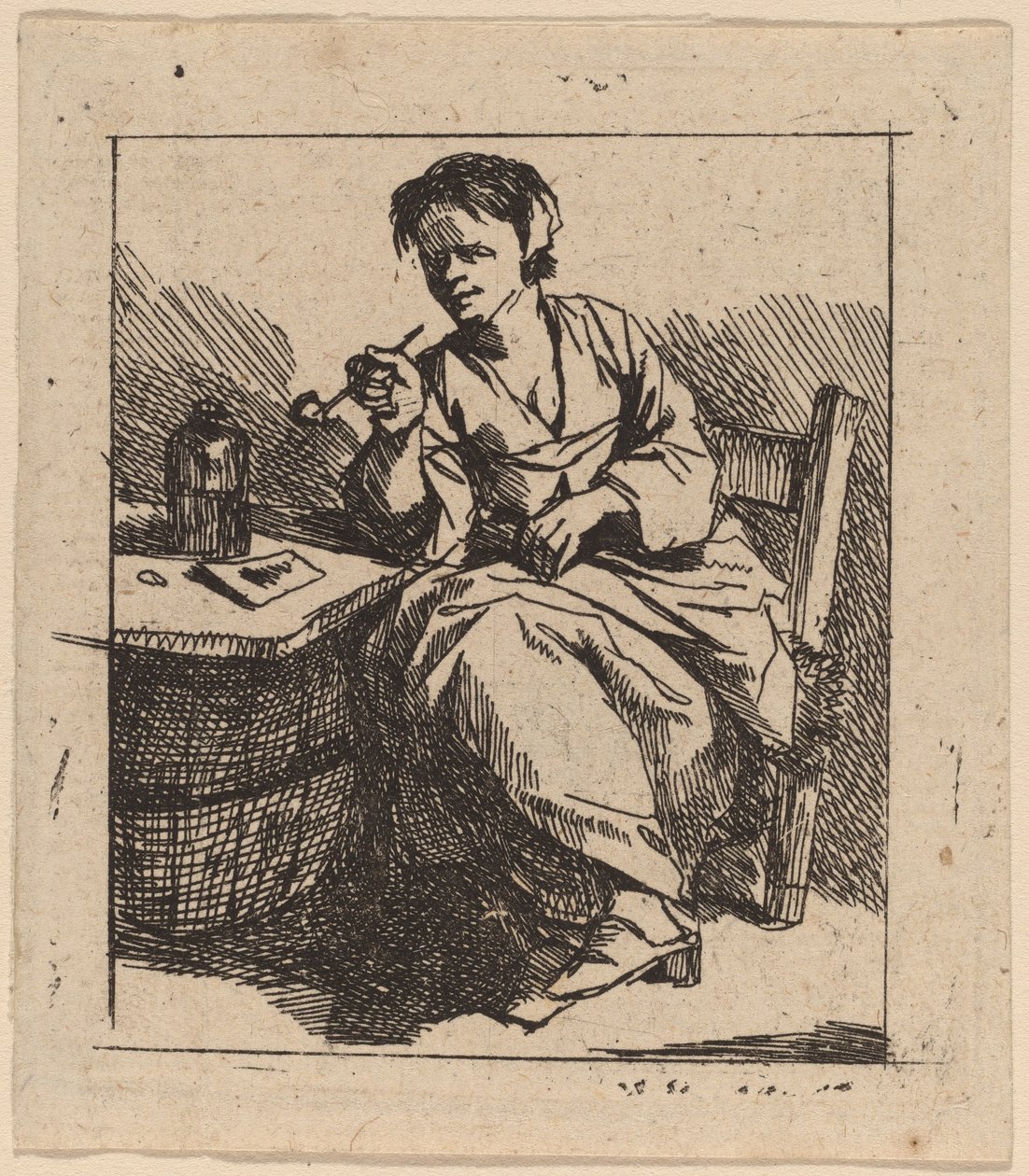 bir kadın sigara by Cornelis Pietersz Bega