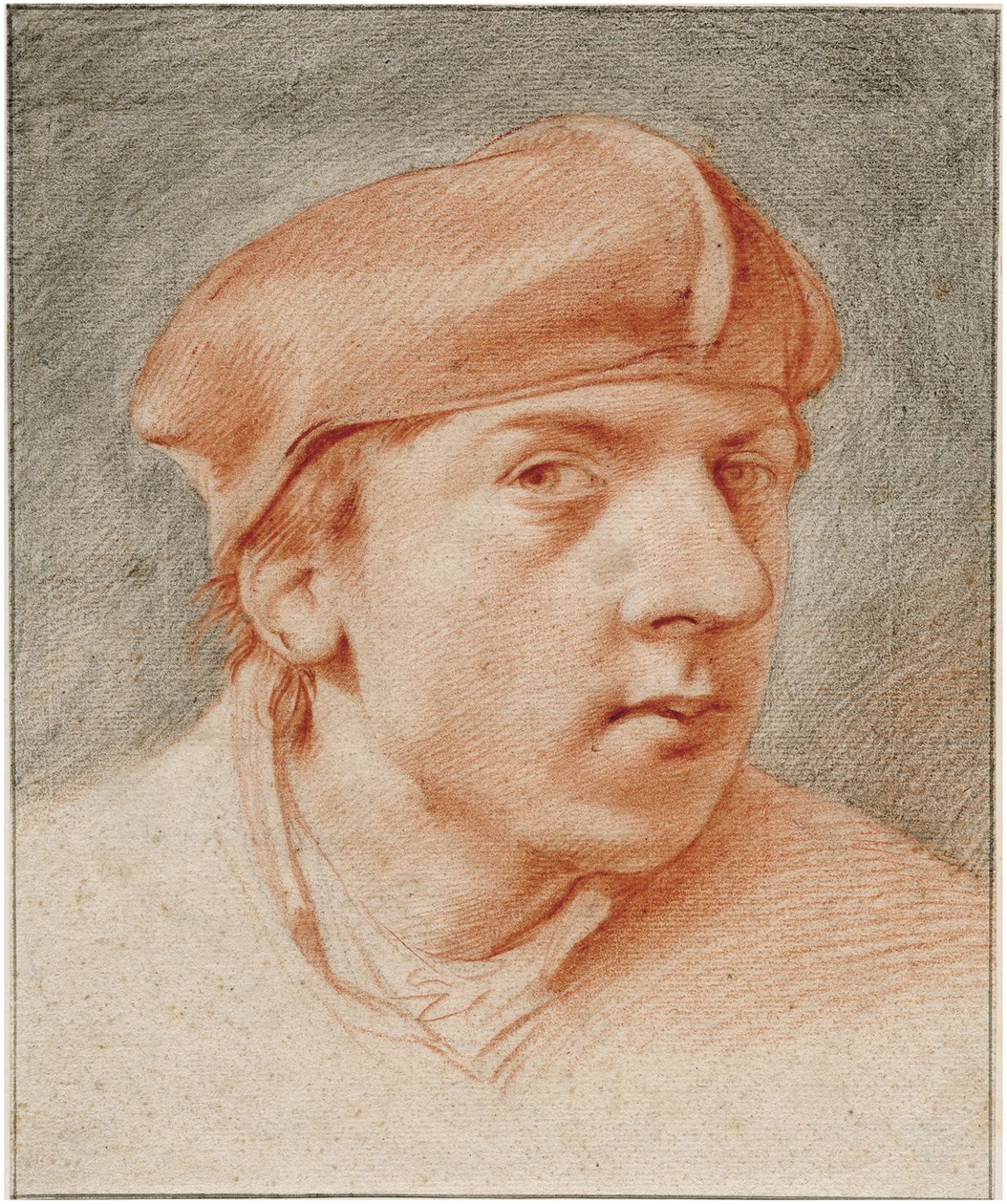 ""Autoportrait au bere"" (Bereli otoportre) Sanguine de Cornelis Pietersz Bega (1631/2-1664) The Rembrandt House, Amsterdam by Cornelis Pietersz Bega