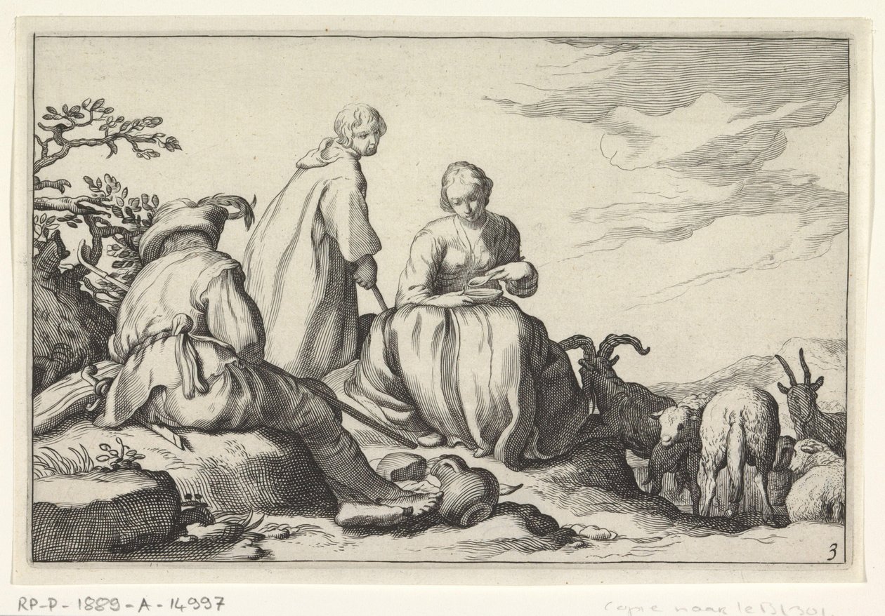 koyun çobanları Dört pastoral sahne (dizi adı) by Cornelis Bloemaert (II) (possibly)