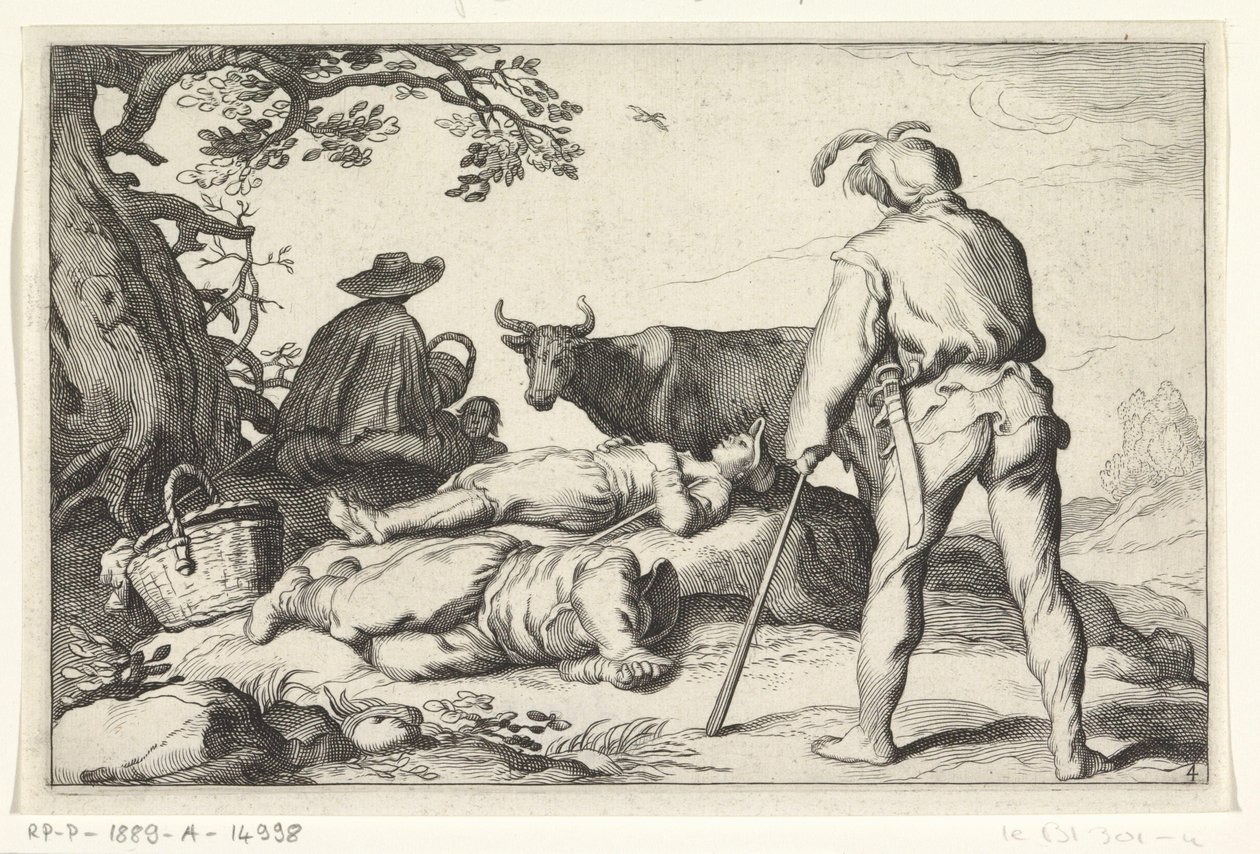 çobanlar Dört pastoral sahne (dizi adı) by Cornelis Bloemaert (II) (possibly)