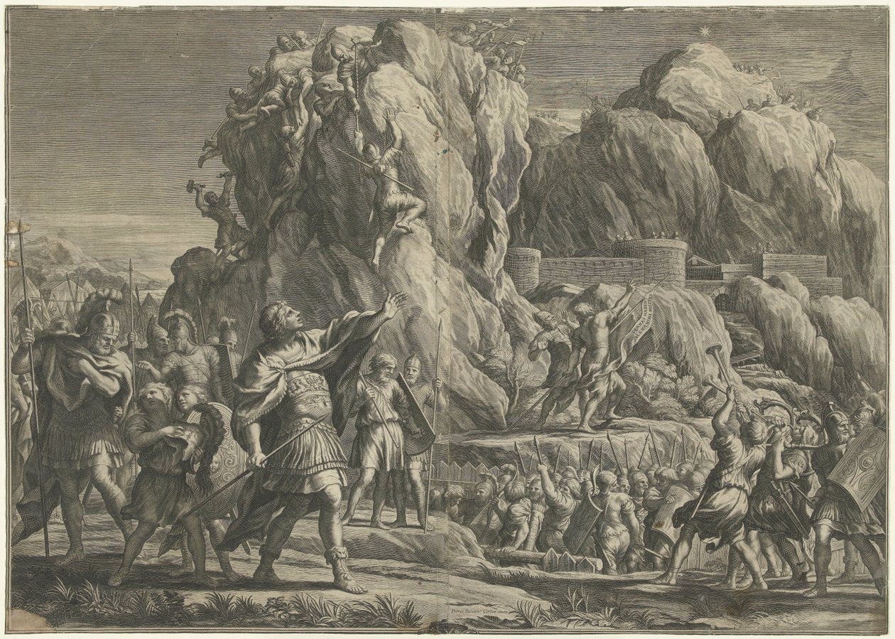 Büyük İskender Petra şehrini alır by Cornelis Bloemaert (II)