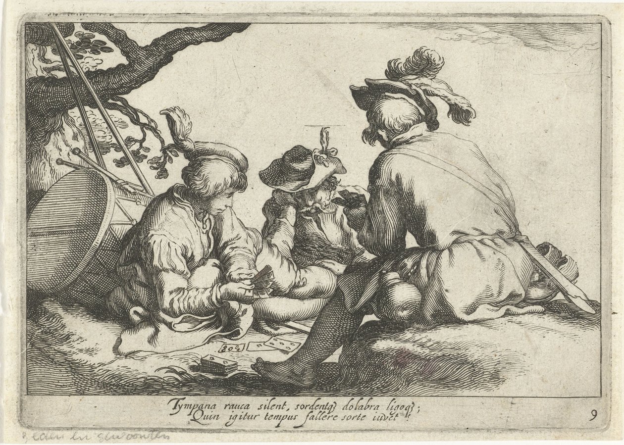 Askerler iskambil kâğıtları Pastoral sahneler (dizi başlığı) Otia delectant (dizi başlığı) by Cornelis Bloemaert (II)
