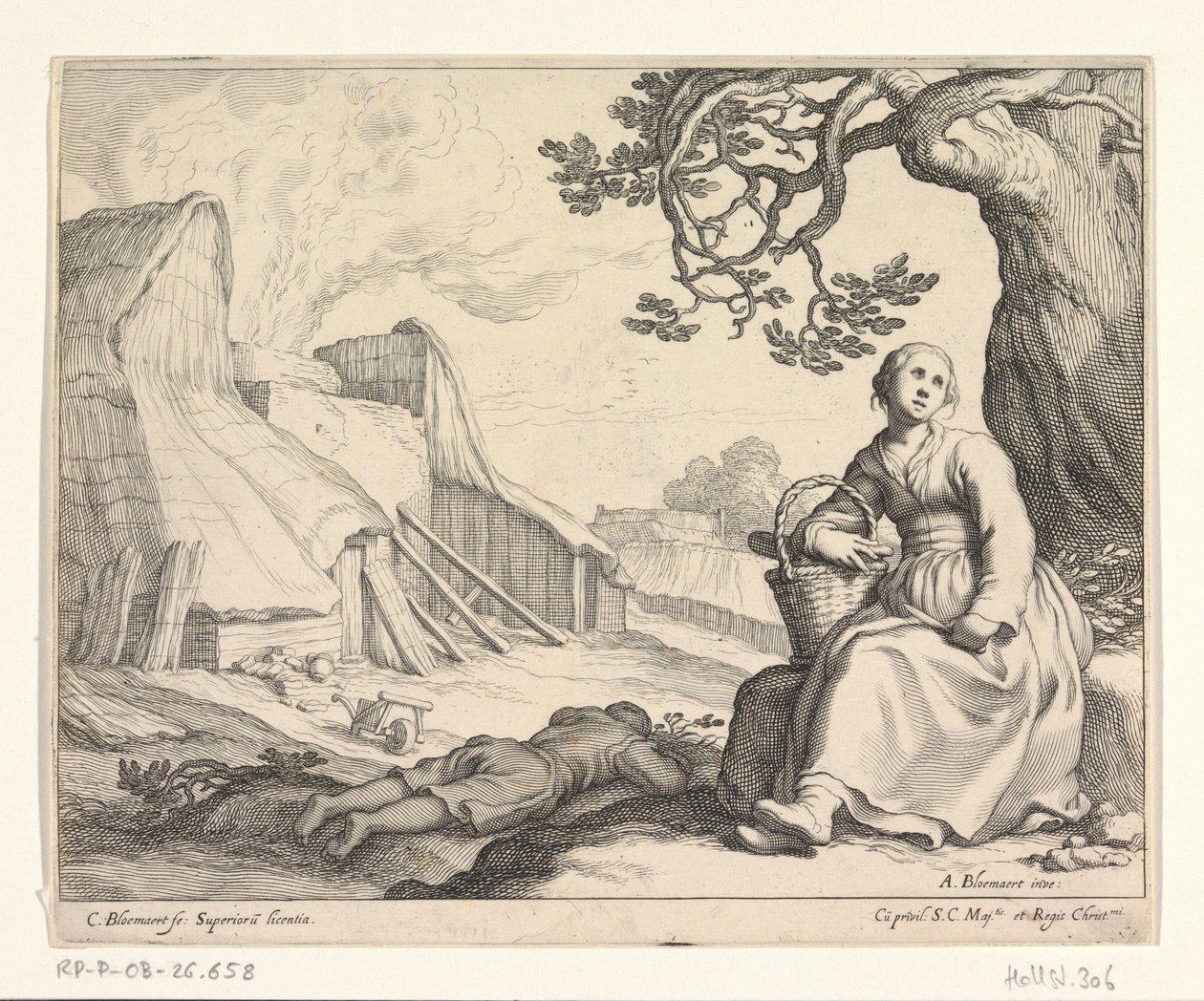 Kadın bir kireç fırınında by Cornelis Bloemaert (II)